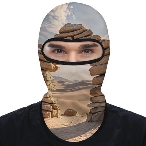 Balaclava Desert Rocks para hombre y mujer, máscara facial protectora contra el sol, transpirable, cubre toda la cabeza para senderismo, ciclismo, carrera y conducción