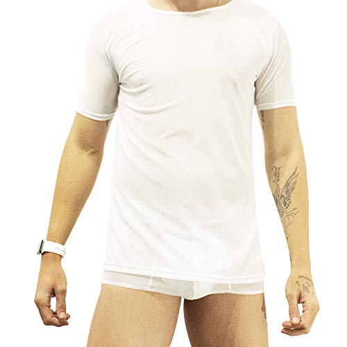 Conjunto Camiseta T-Shirt e Cueca Mini Boxer Transparente John Skull Tamanho:G;Cor:Branco