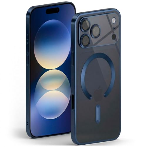 Coque iPhone 17 Pro magnétique transparente ONEFLOW avec protection caméra bleu