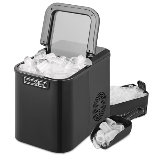 Athena Collection Ice Makers Countertop with Self-Cleaning, 26Lbs Per Day, 9 Blocks in 10 mins, Clear Ice Machine Portable Ice Maker for Kitchen Party RV w/2 Sizes Bullet Ice, Scoop, Basket, White