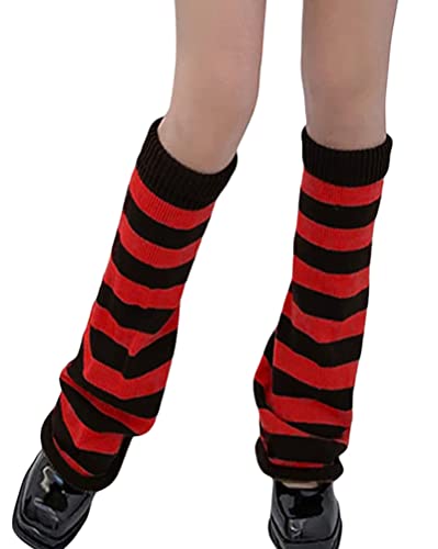 Minetom 1 Paar Stulpen Damen Lolita Stulpen Leg Warmers Beinwärmer Winter Beinstulpen Stricken Legwarmers Gothic Stiefel Boot Abdeckung Für Studenten Mädchen D Rot Einheitsgröße