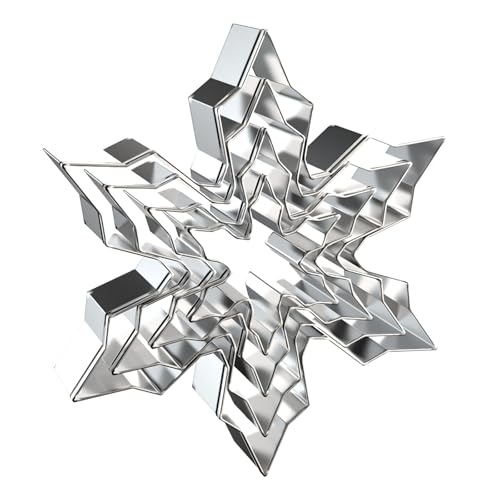 Snowflake Cookie Cutter Set - 5 inch, 4 inch, 3 inch, 2 inch - 4 Piece Christmas Winter Snowflake Cookie Cutters Shapes Molds - Stainless Steel