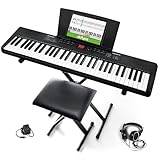 Alesis Melody 61 Keyboard Piano für Anfänger mit 61 Tasten Lautsprechern, Ständer, Bank, Kopfhörer, Tablet-/Notenablage, 300 Sounds & Lektionen