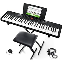Compact Keys - Electric keyboard piano, featuring 61 keys, perfect for helping new piano students of all ages develop their finger strength and dexterity Massive Sound Library - 300 inspiring built-in sounds with the ability to layer or split 2 sound...