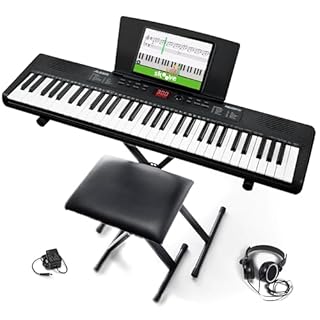 Alesis Melody 61 Keyboard Piano for Beginners with 61 Keys, Speakers, Stand, Bench, Headphones, Tablet/Sheet Music Stand, 300 Sounds and Music Lessons