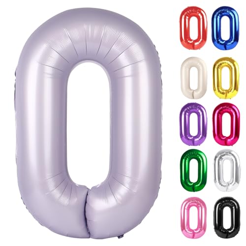 Lilac Number 0 Balloon 40 Inch - 0 Balloon Number, 0th Birthday Decorations