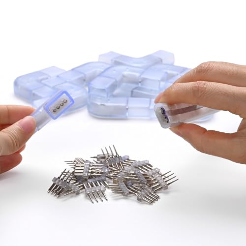 Image of Yescom 10 Sets of L Shape Corner 2 to 1 Wire Splice Connector with 4-Pin for BiLume RGBW AC110-120V LED Neon Rope Lights