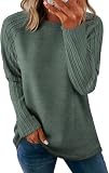 OFEEFAN Long Sleeve Shirts for Women Tunic Tops to Wear with Leggings Trendy Christmas Outfits Fall Fashion 2026 Plus Size Sweaters Dusty Green XL