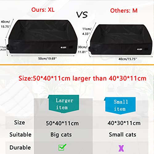 Portable Cat Travel Litter Tray, XXL Foldable Travel Cat Litter Box 50 x 40 cm, Large, Waterproof - Image 4