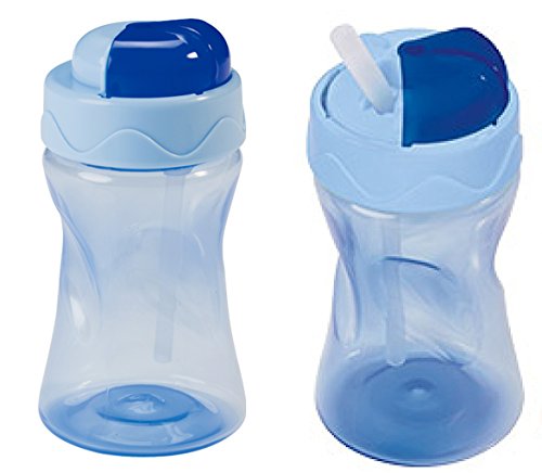 Baby Nova  Juego de 2 Pajita Paja ALM Taza Silicona azul 2er Set in blau