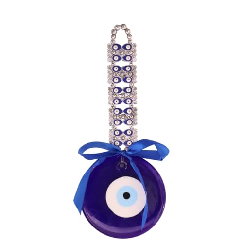 Image of Shubhanjali Evil Eye Hanging for Home Entrance 5 Inch | Turkish Blue Glass Nazar Battu for Home | Main Door Wall Hanging Decor for Protection, Positive Energy & Vastu
