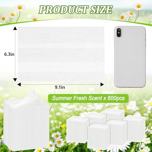 Image of 600 Count Dryer Sheets Bulk Fabric Softener Fresh Scent Dryer Sheets Naturally Softens and Removes Static Cling, Ideal for Households, Sensitive Skin