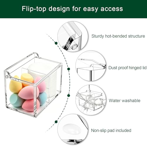 Qtip-Holder-Dispenser-for-Cotton-Swabs-Balls-Pads-Floss-Picks-2-Compartments-Clear-Acrylic-Container-with-Lid-Apothecary-Jar-Bathroom-Accessories-Canister-Vanity-Storage-Organizer