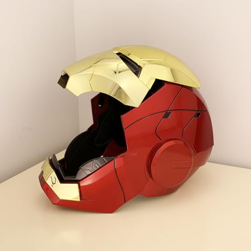 Image of Iron-Man MK 5 Wearable Electronic Helmet: Voice & Remote Controlled, Perfect Super Hero Mask,Can Cosplay and Collectible Figures for Man and Teen-Ideal Gift for Halloween&Birthdayand&Christmas（Golden）