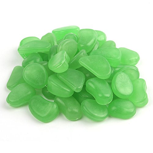 Lot de 100 galets phosphorescents pour aquarium - Pierres lumineuses pour décoration de jardin - 305 g - 11,2 cm - Vert