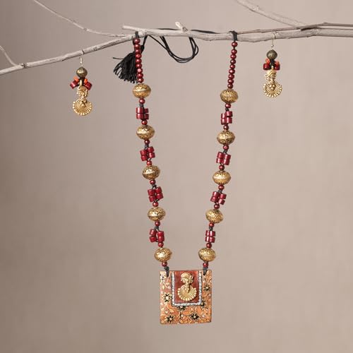Image of AAKRITI ART CREATIONS Handcrafted Women's Jewelry Set - Ethnic Necklace and Earrings, Fashion Accessories for Special Occasions & Celebrations