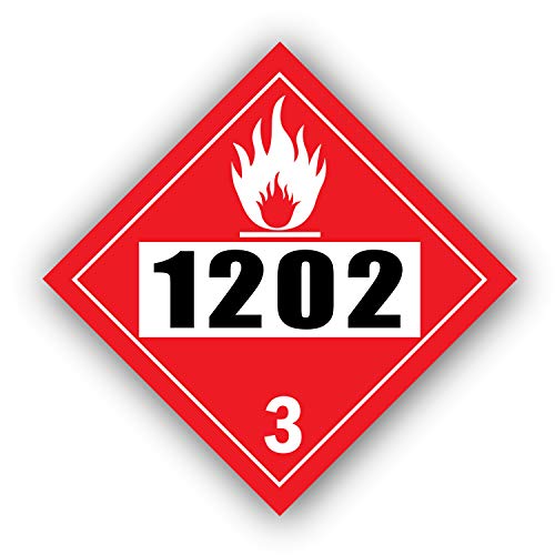 1202 Placard DOT Hazardous Chemical 4 Digit UN Number Sign 10 ¾” x 10 ¾” Self Adhesive Vinyl Sticker Decal