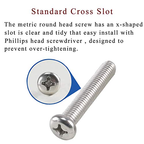 M8-1.25 x 50mm 304 Stainless Steel Cross Phillips Machine Screw Bolt for Samsung KS8000 Series TV Wall Mount Bracket, Fully Threaded 25pcs