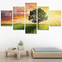 SIGNWIN 5 Panel Canvas Wall Art Modern Art Country Dramatic Global Landscape Multicolor Photography for Home Decorations Ready to Hang - 60