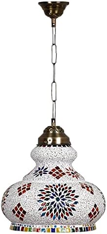 earthenmetal Surahi Shaped Large Glass Mosaic Hanging Lamp for Living and Home Decoration Turkish Lamp Multicolour