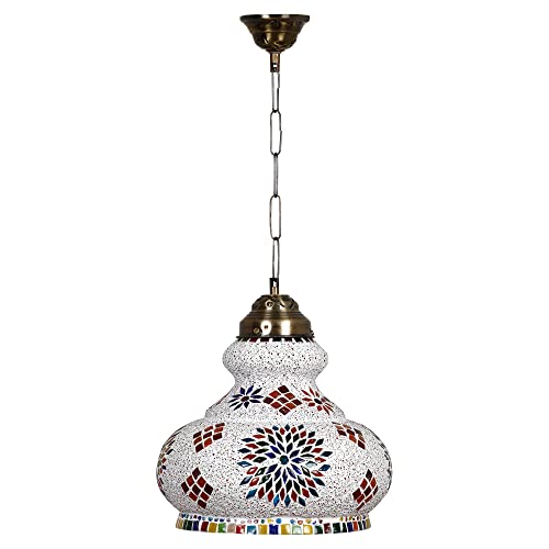 earthenmetal Surahi Shaped Large Glass Mosaic Hanging Lamp for Living and Home Decoration Turkish Lamp Multicolour