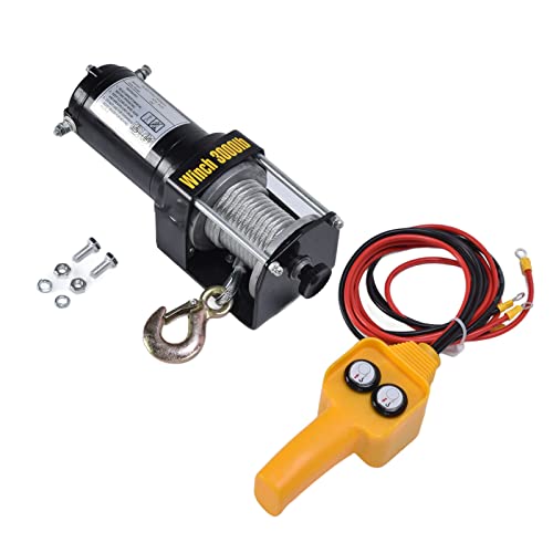 Winch eléctrico 3000LBS con cable y gancho de aleación miniatura 2
