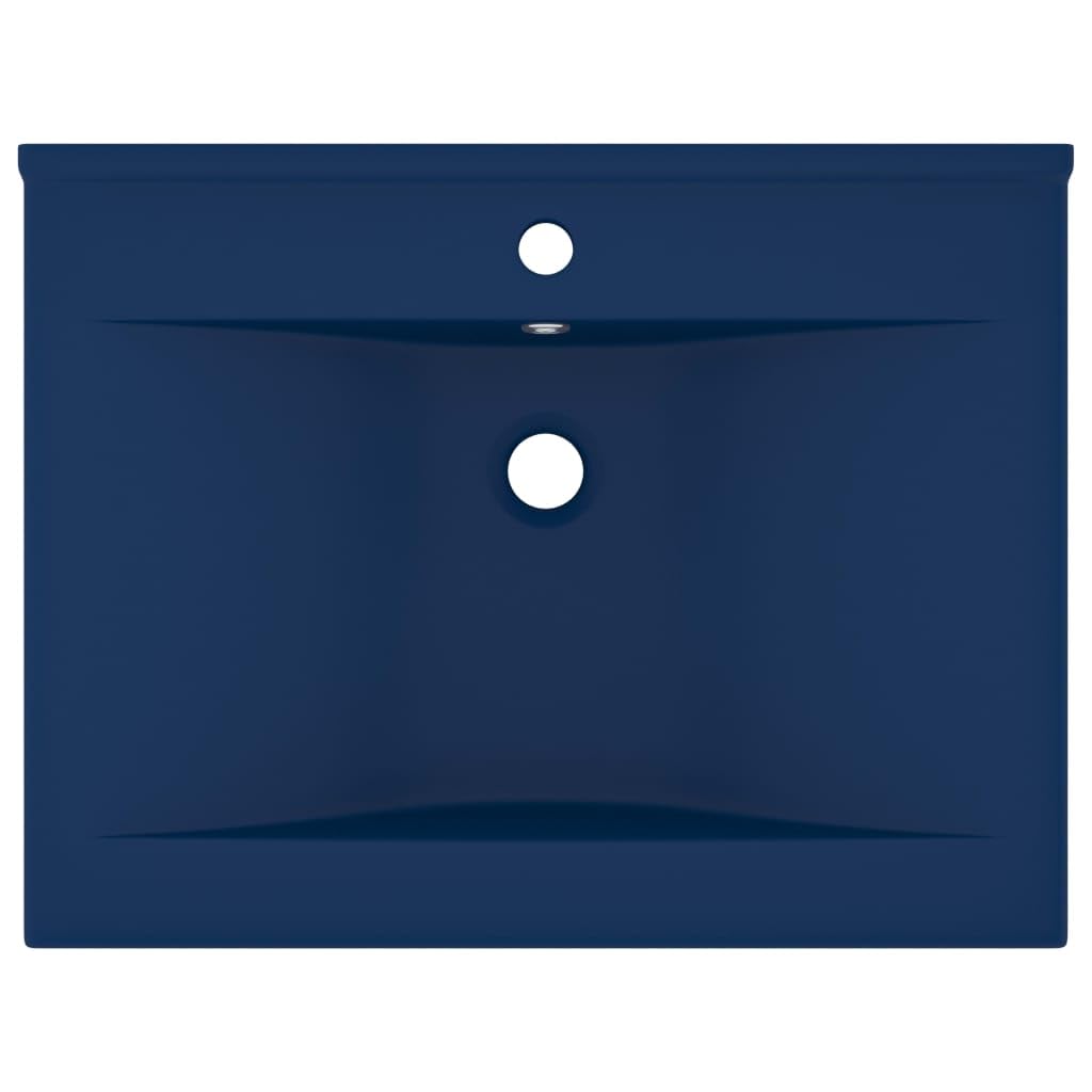 LAPOOH Lavabo de Lujo con Grifo cerámica Azul Oscuro 60x46 cm, Fregadero, Lavabo Baño, Lavamanos Baño, Lavatorio Casa De Banho, Mueble Lavabo sobre Encimera - SPU:147023