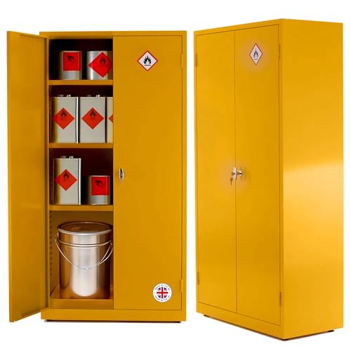 COSHH Cabinet COSHH Cupboard Fire Proof Flammable Storage Cabinet - Sturdy 1815x915x459mm Locker Hazardous Substance Yellow Cabinets Dangerous Substance Chemical Cupboards