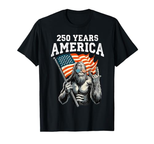 250 Years Bigfoot Rock American Flag Patriotic 4th of July T-Shirt