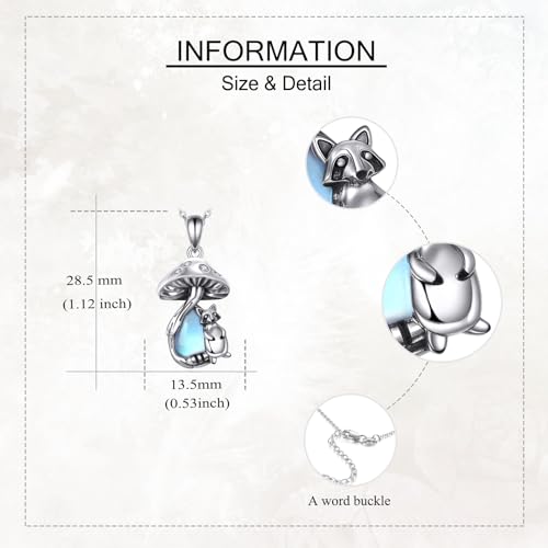 YAFEINI Mushroom Necklace Moonstone/Moss Agate/Malachite/Labradorite/Turquoise/Amber/Larimar/Black Onyx/Lapis Lazuli/Peridot/Opal Sterling Silver Mushroom Pendant Mother's Day Jewelry for Women Mom4