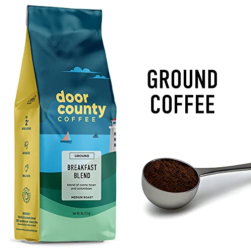 Door County Coffee - Breakfast Blend, Ground Coffee - Medium Roast, 10 Oz Bag #TOP3