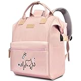 Srotek Mochila de enfermeira/mochila para laptop de 15,6 polegadas/bolsa de enfermagem para trabalho de enfermeira/bolsa clínica médica de saúde doméstica, Cinza, Large, Estilo 9 - 15,6 rosa
