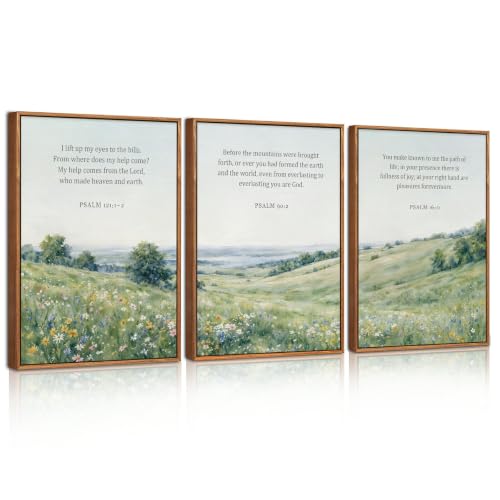 Toiles encadrées chrétiennes CHDITB : lot de 3 décorations murales avec versets de la Bible
