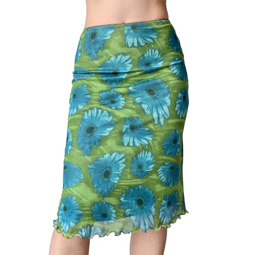 Casual Slim Short Women's Skirt Floral Printed Bodycon Thin Mesh Bodycon Skirt Vintage Daily Going Out (图片色,Small) - Main Image