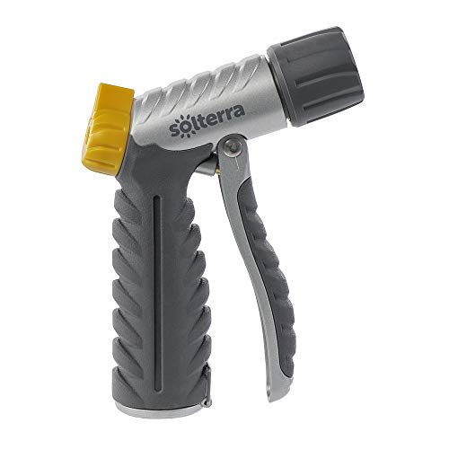 Solterra 56380 Adjustable Garden Hose High-Flow Nozzle With Front Trigger, Gray #TOP1
