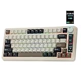EPOMAKER X Aula EA75 MAX 75% Kabellose Gaming-Tastatur mit Bildschirm & Drehknopf, Hot-Swap, PBT-Tastenkappen, Creamy Gasket, RGB Mechanische Tastatur, US-Layout (Retro-Weiß, Silent Schalter)
