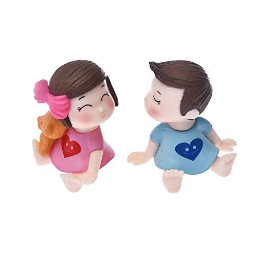 Liuqingwind 1007426-GARDENDECOR Miniature Fairy Gardens Accessories 2Pcs Cute Bow Girl Boy Lovers Mini Dollhouse Micro Landscape Miniature Ornaments thumb #7
