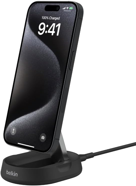 Soporte de carga inalámbrico magnético Qi2 de 15 W, cargador convertible | Compatible con MagSafe, iPhone serie 16, AirPods Pro, sin adaptador de corriente, soporte convertible, cargador de escritorio