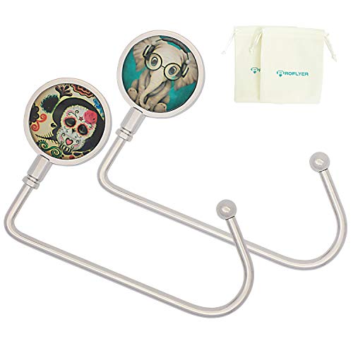 ROFLYER Purse Hook for Table,2 Pack Instant Purse Holder Bag Hanger,Long Womens Purse Hanger Handbag Pocketbook Holder Bag Storage, Stylish Desk Accessories for Women Office Lady Girl Mother Gift