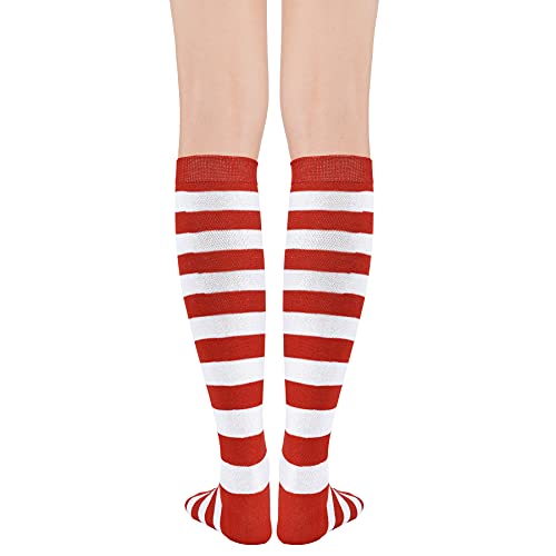 Image of Zando Striped Knee High Socks for Women Athletic Running Long Tube Socks Casual Knee High Stockings