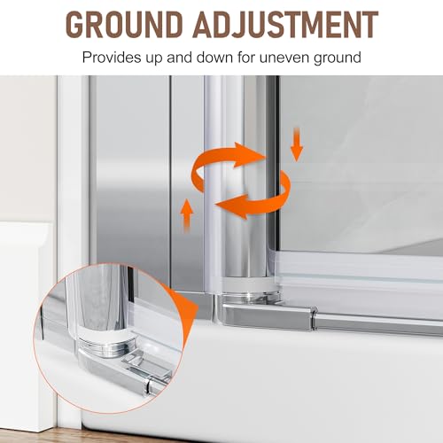 SUNNY SHOWER Adjustable 29.5-31 in. W x 72 in. H Frameless Pivot Shower Door,Chrome Finish, Certified Clear Tempered Glass Shower Enclosure - Thumbnail 6