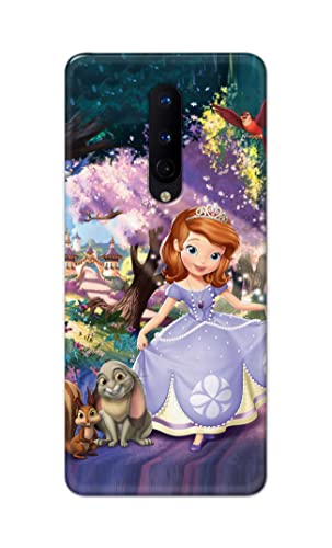 Image of PRINTFIDAA Cartoon Little Girl with Crown and Pet Animals Printed Designer Hard Case for OnePlus 8 (6.55 inch) Back Cover -(e) RPM1008