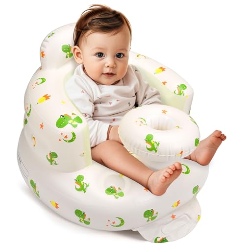Inflatable Baby Seat for 4-36 Months, Back Support, Built-in Air Pump, Learning to Sit, Blow Up Floor Seat with Tray