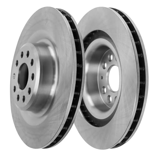 Image of Detroit Axle - Rear Brake Kit for 2017-2021 Tesla Model S Model X, Disc Brake Rotors 2018 2019 2020 Ceramic Brakes Pads with Hardware Replacement : 14.37 inch inch Rotors