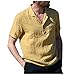 Chemisier Homme Col V Asymetrique Chemisier Mince Doux Bandage Coton Plage Polo t-Shirt Masculine Facile Automne Manches Courtes Plaine