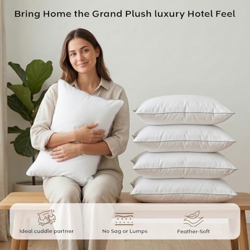 Image of AYKA Microfiber Cushion Filler Set of 4 (12x18 Inch) | Soft & Fluffy Sofa Cushions Inserts | Premium Polyester Fiber Throw Pillows for Sofa, Couch, Bed & Living Room Decor | White