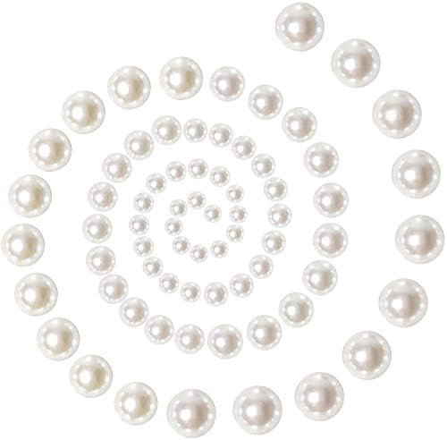 TOAOB 1000pcs Nail Pearls Flat Back Pearls Beads Half Round Pearl Glossy Beads White Mixed Sizes 4mm 6mm 8mm 10mm 12mm for DIY Crafts Wedding Dress Phone Case