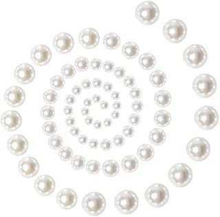 TOAOB 1000pcs Nail Pearls Flat Back Pearls Beads Half Round Pearl Glossy Beads White Mixed Sizes 4mm 6mm 8mm 10mm 12mm for DIY Crafts Wedding Dress Phone Case