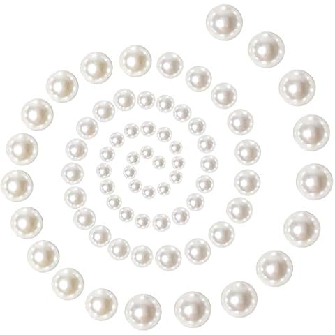 TOAOB 1000pcs Nail Pearls Flat Back Pearls Beads Half Round Pearl Glossy Beads White Mixed Sizes 4mm 6mm 8mm 10mm 12mm for DIY Crafts Wedding Dress Phone Case Cover