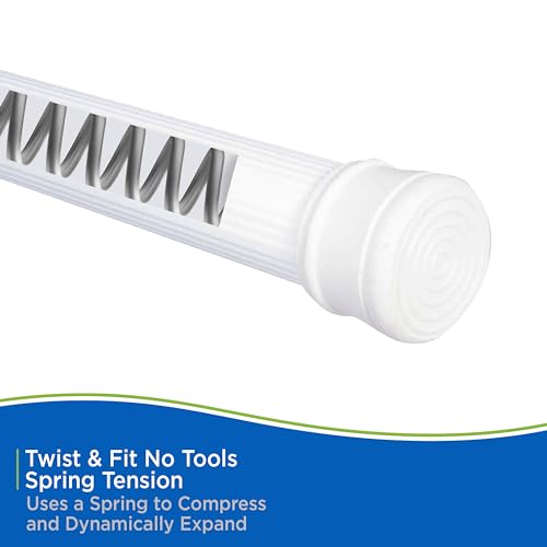 Kenney KN609L/1 Twist & Fit No Tools Spring Tension Standard Shower Curtain Rod with Non-Slip, Non-Scratch Ends, 42-72" Adjustable Length, Easy Install, White, 1" Diameter Rust Resistant Steel Tube by Kenney - Image 5
